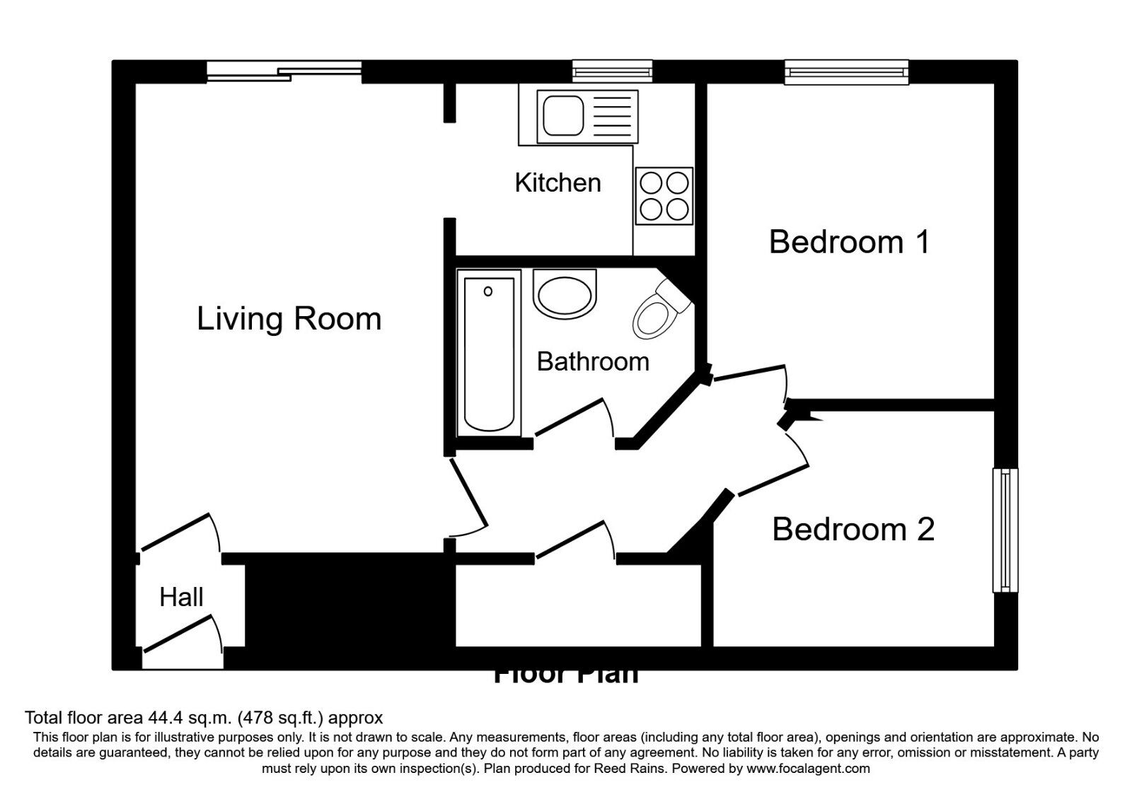 Floorplan of 2 bedroom Flat to rent, Woburn Green, Leyland, PR25