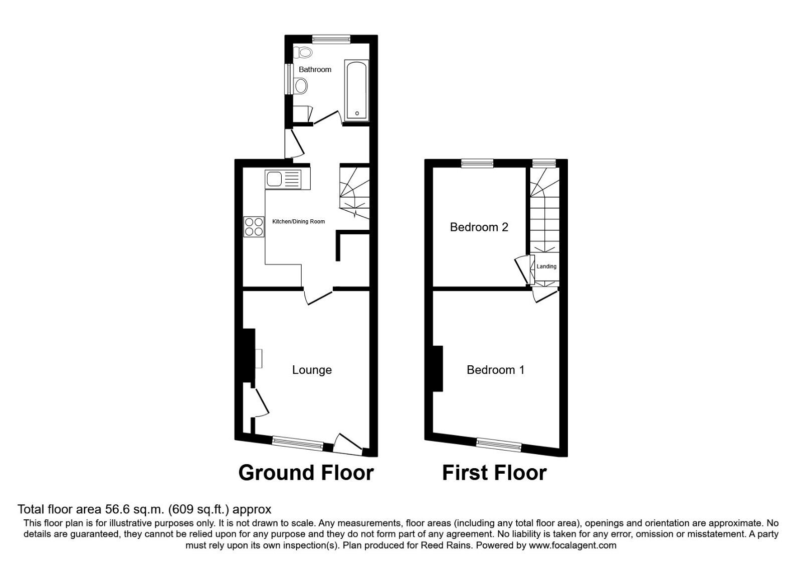 Floorplan of 2 bedroom Mid Terrace House to rent, Kings Croft, Walton-Le-Dale, Preston, PR5