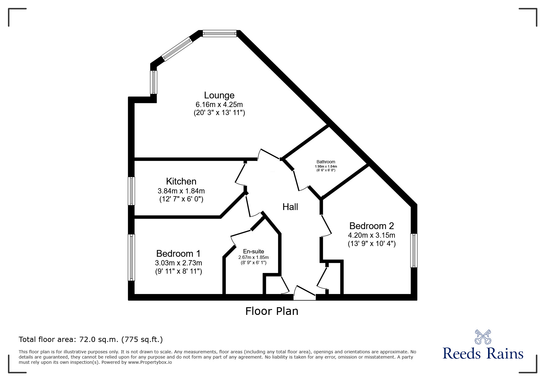 Floorplan of 2 bedroom Flat to rent, Firbank, Bamber Bridge, Preston, PR5