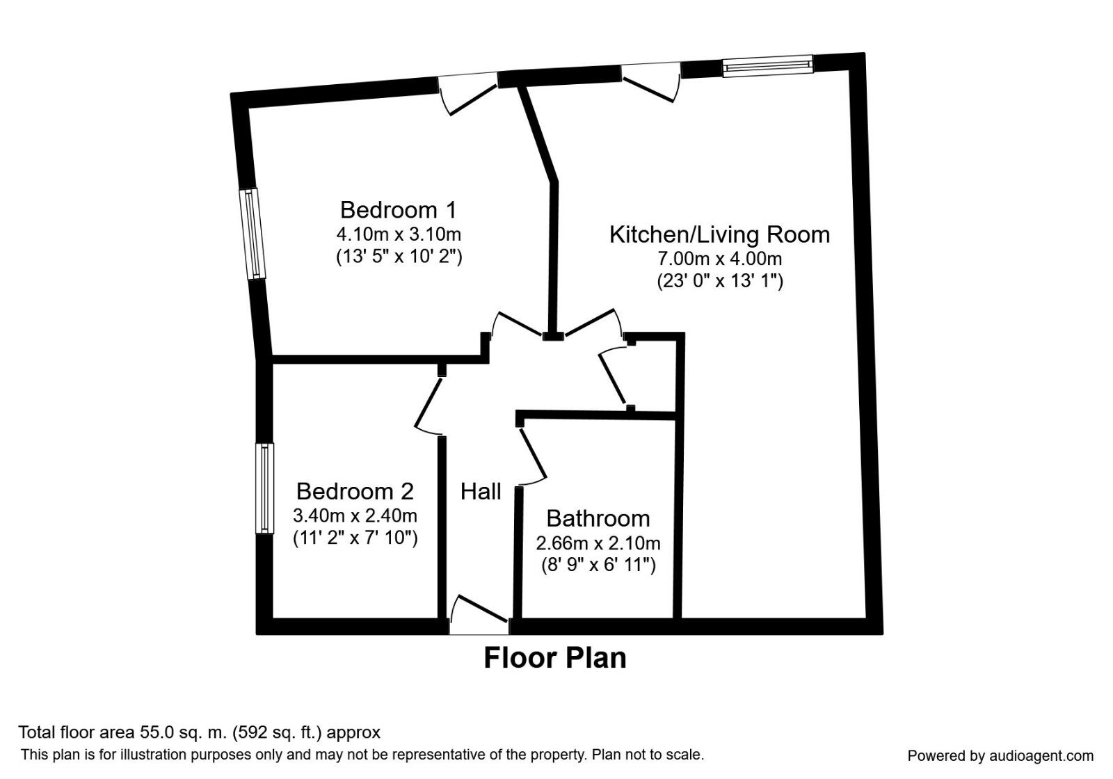 Floorplan of 2 bedroom  Flat for sale, Holland House Road, Walton-le-Dale, Lancashire, PR5