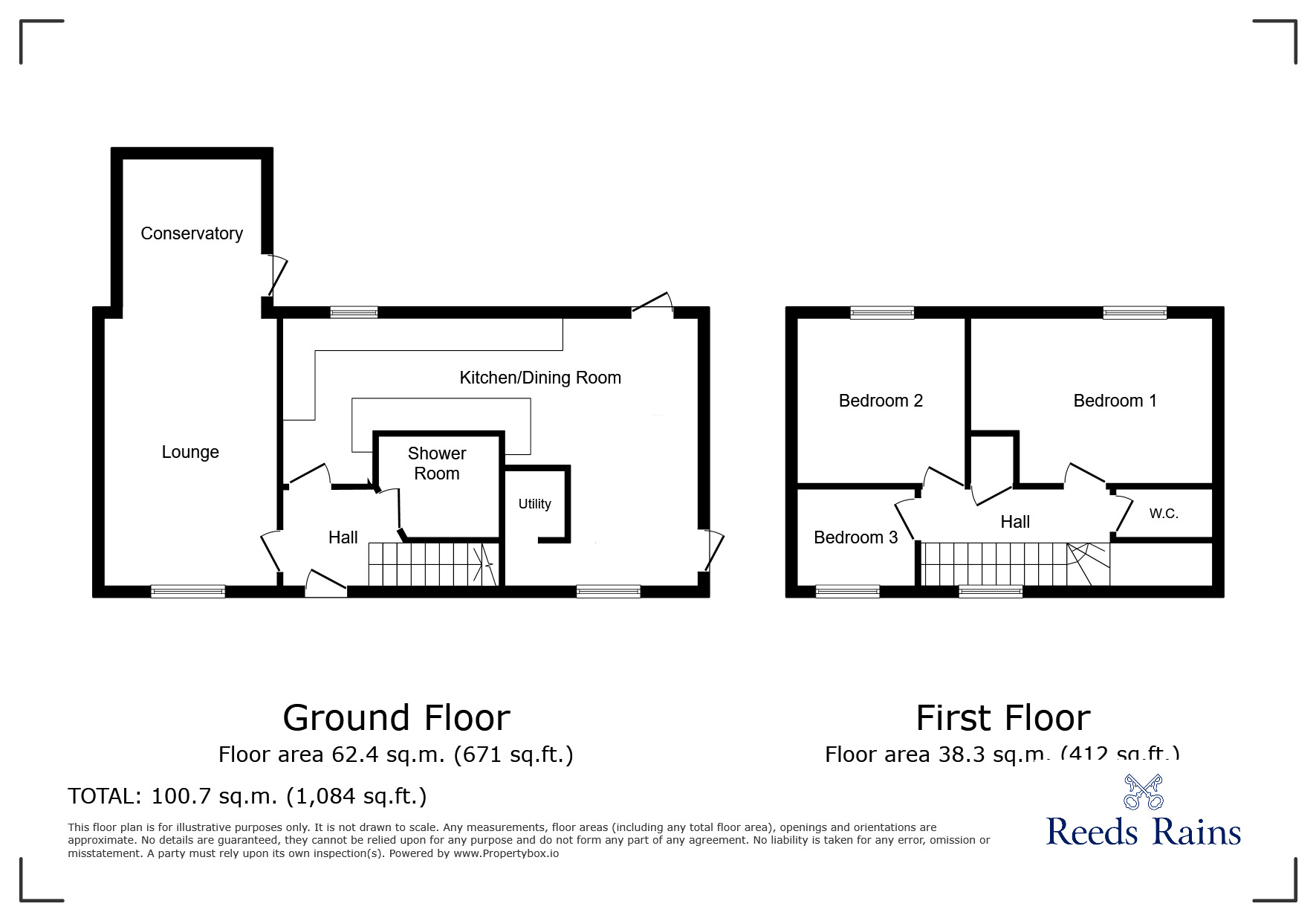 Floorplan of 3 bedroom End Terrace House for sale, Moon Street, Bamber Bridge, Lancashire, PR5