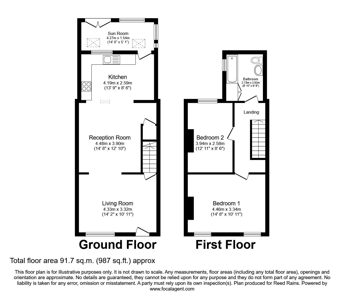 Floorplan of 2 bedroom Mid Terrace House to rent, Station Road, Bamber Bridge, Preston, PR5