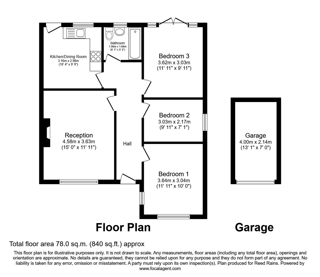 Floorplan of 3 bedroom Semi Detached Bungalow to rent, Bankhead Lane, Hoghton, Preston, PR5