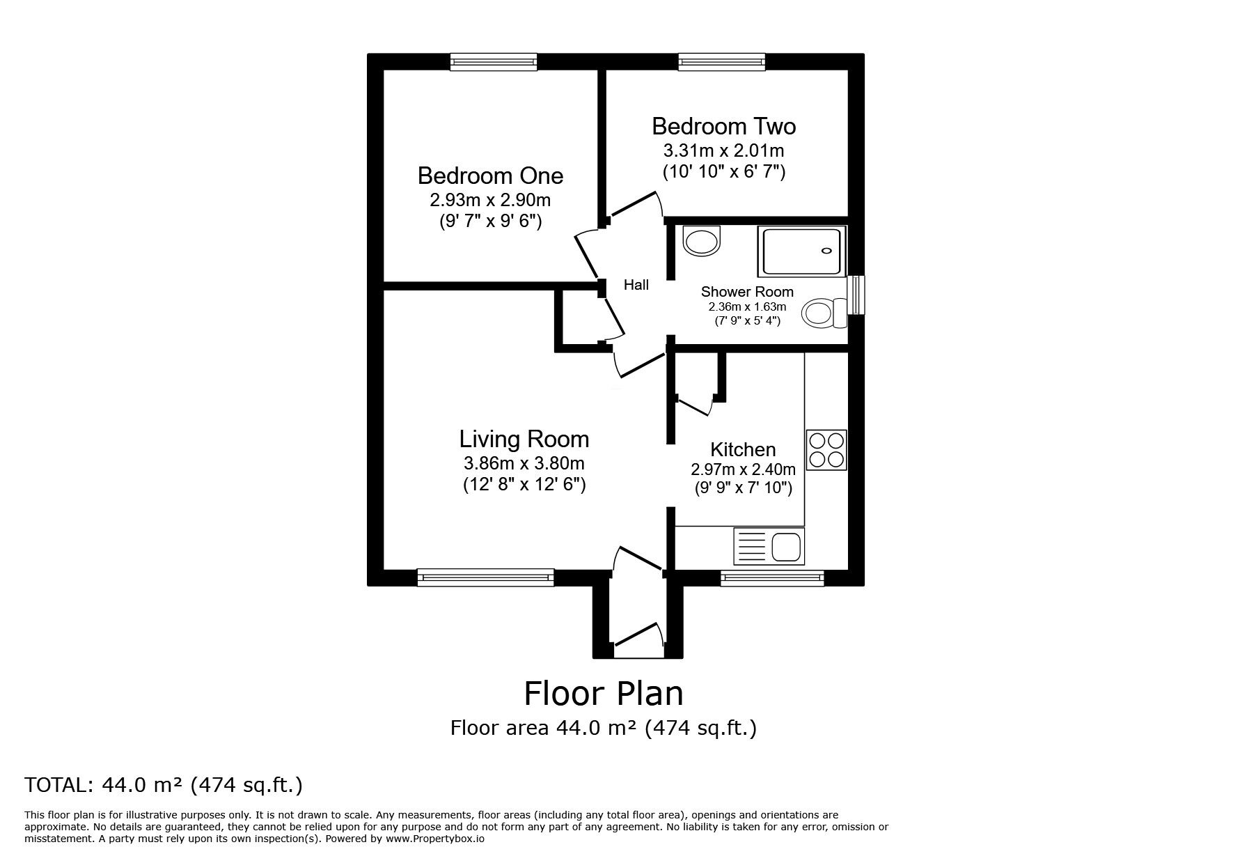 Floorplan of 2 bedroom End Terrace Bungalow for sale, Clayton Street, Bamber Bridge, Lancashire, PR5