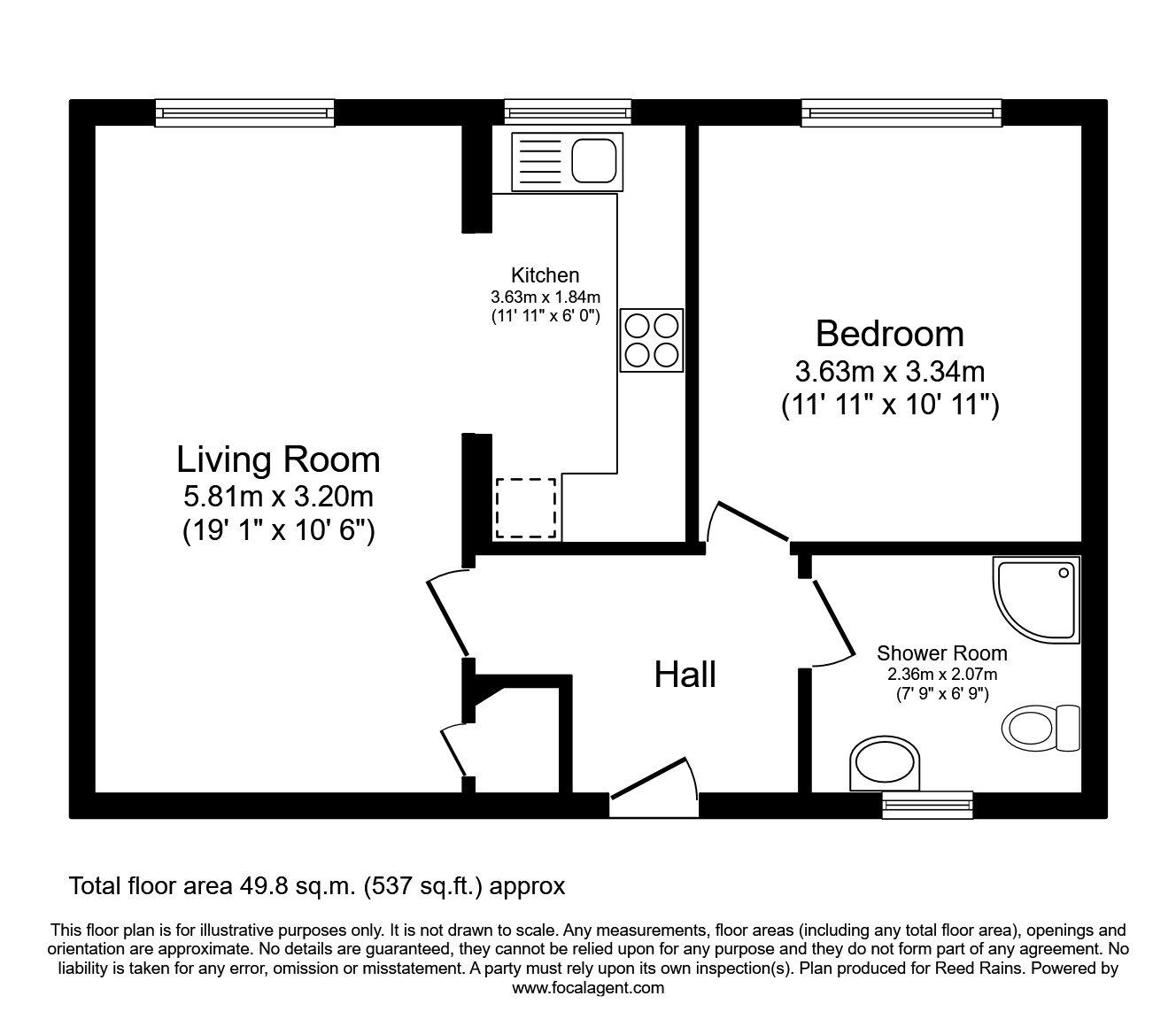 Floorplan of 1 bedroom Flat to rent, Union Street, Darwen, Lancashire, BB3