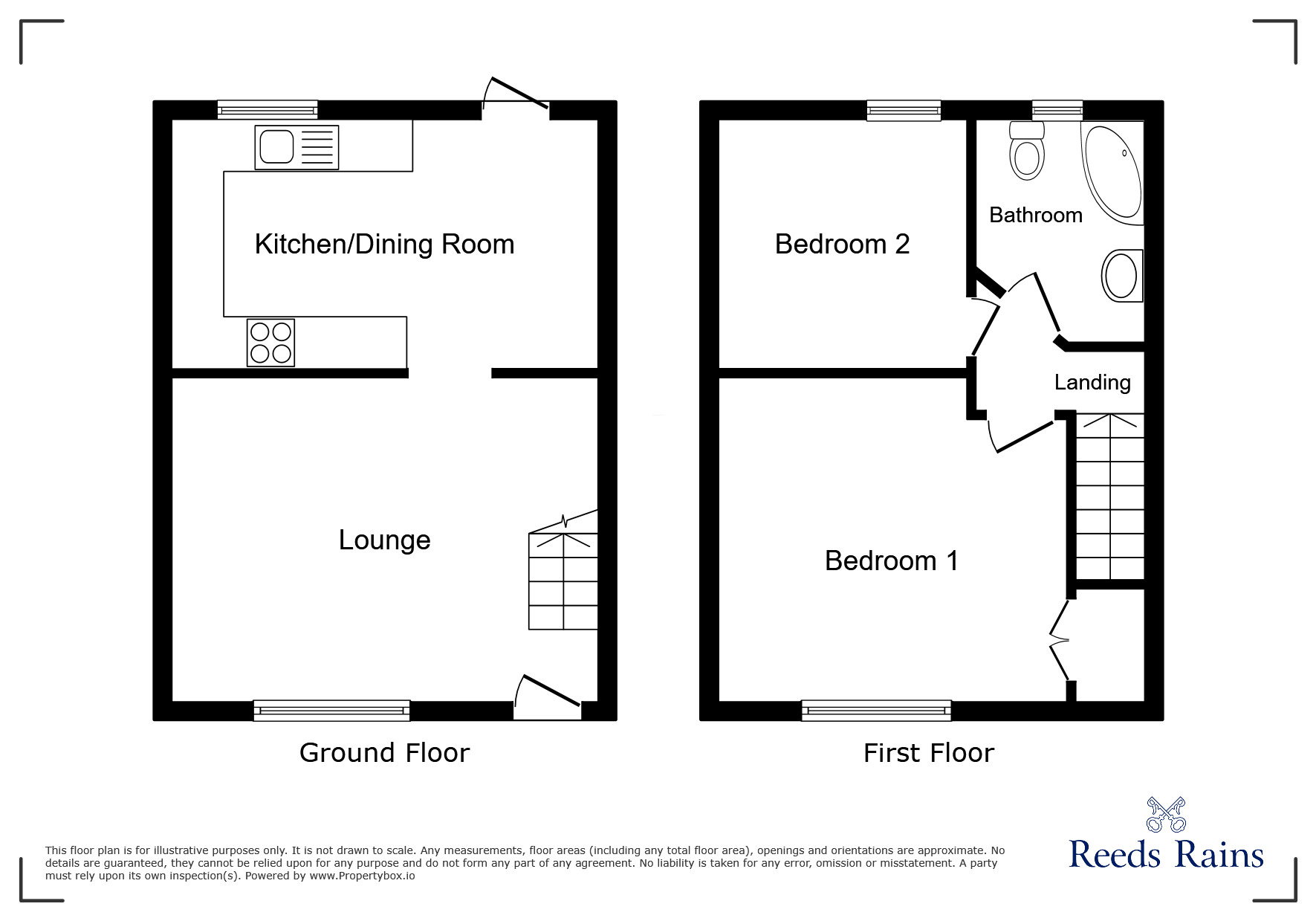 Floorplan of 2 bedroom Mid Terrace House for sale, Withy Grove Road, Bamber Bridge, Lancashire, PR5