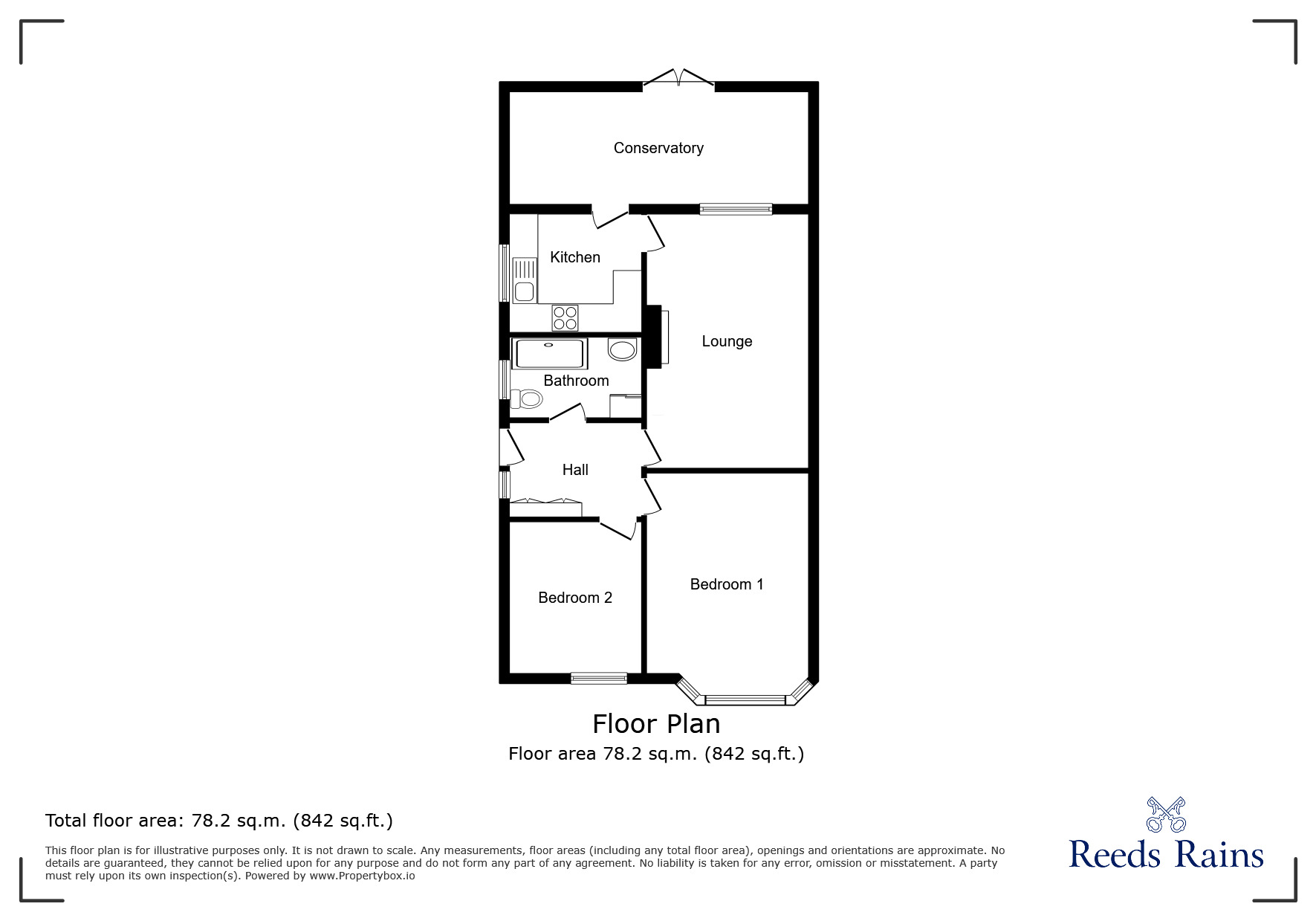 Floorplan of 2 bedroom Semi Detached Bungalow for sale, Lulworth Place, Walton-le-Dale, Lancashire, PR5