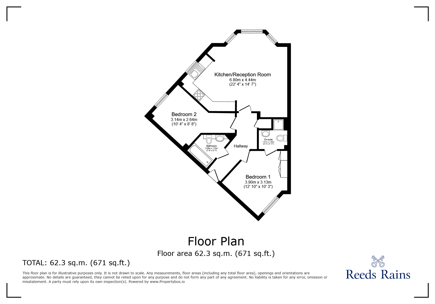 Floorplan of 2 bedroom  Flat for sale, Brampton Drive, Bamber Bridge, Lancashire, PR5