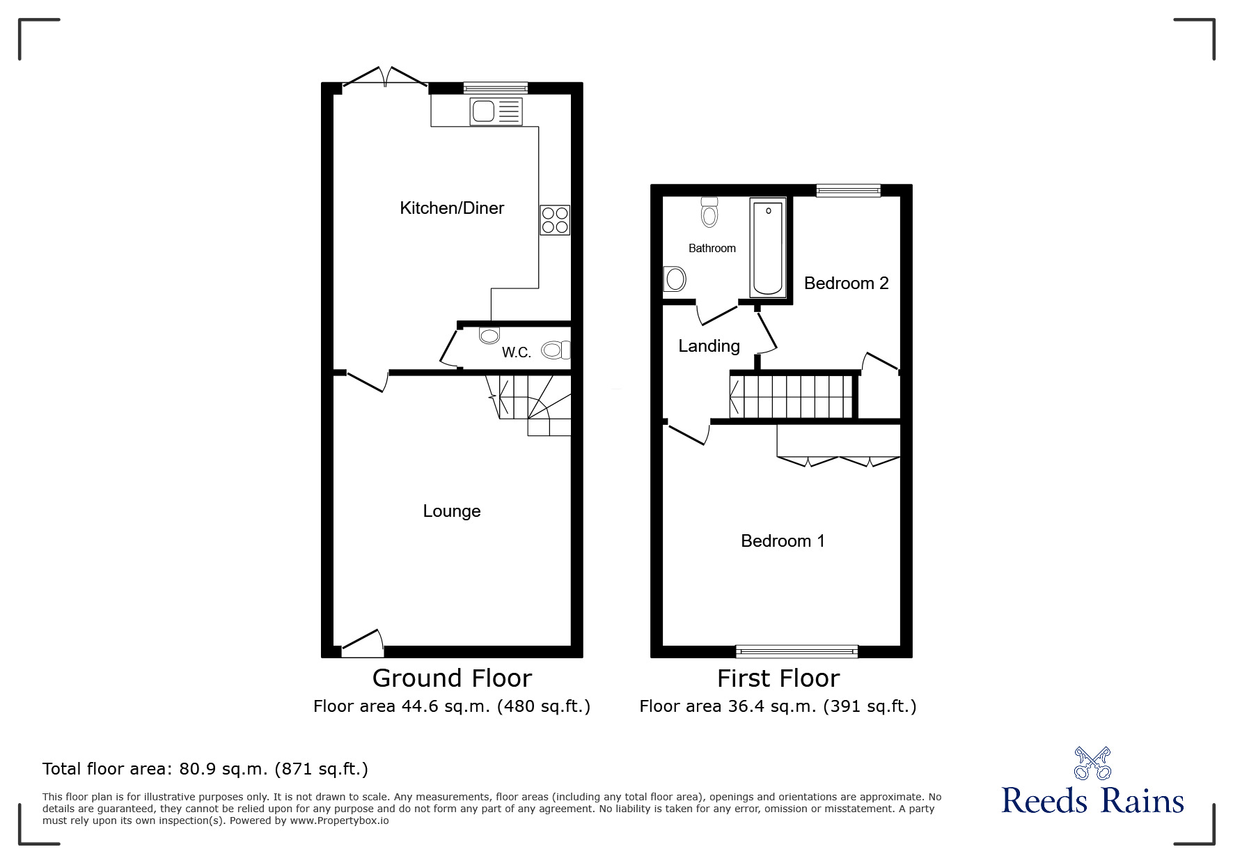 Floorplan of 2 bedroom Mid Terrace House for sale, Central Park Road, Lostock Hall, Lancashire, PR5