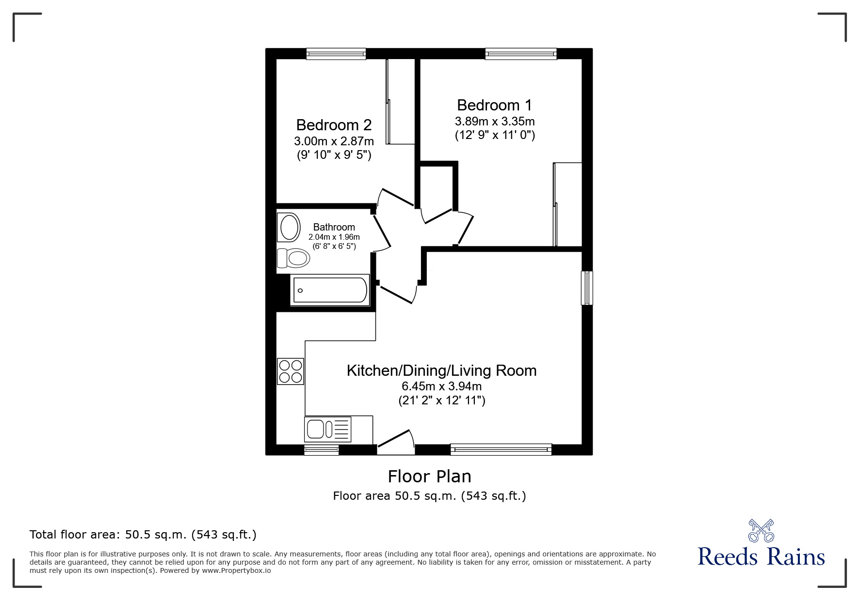 Floorplan of 2 bedroom  Flat for sale, Brookbridge Close, Walton-le-Dale, Lancashire, PR5
