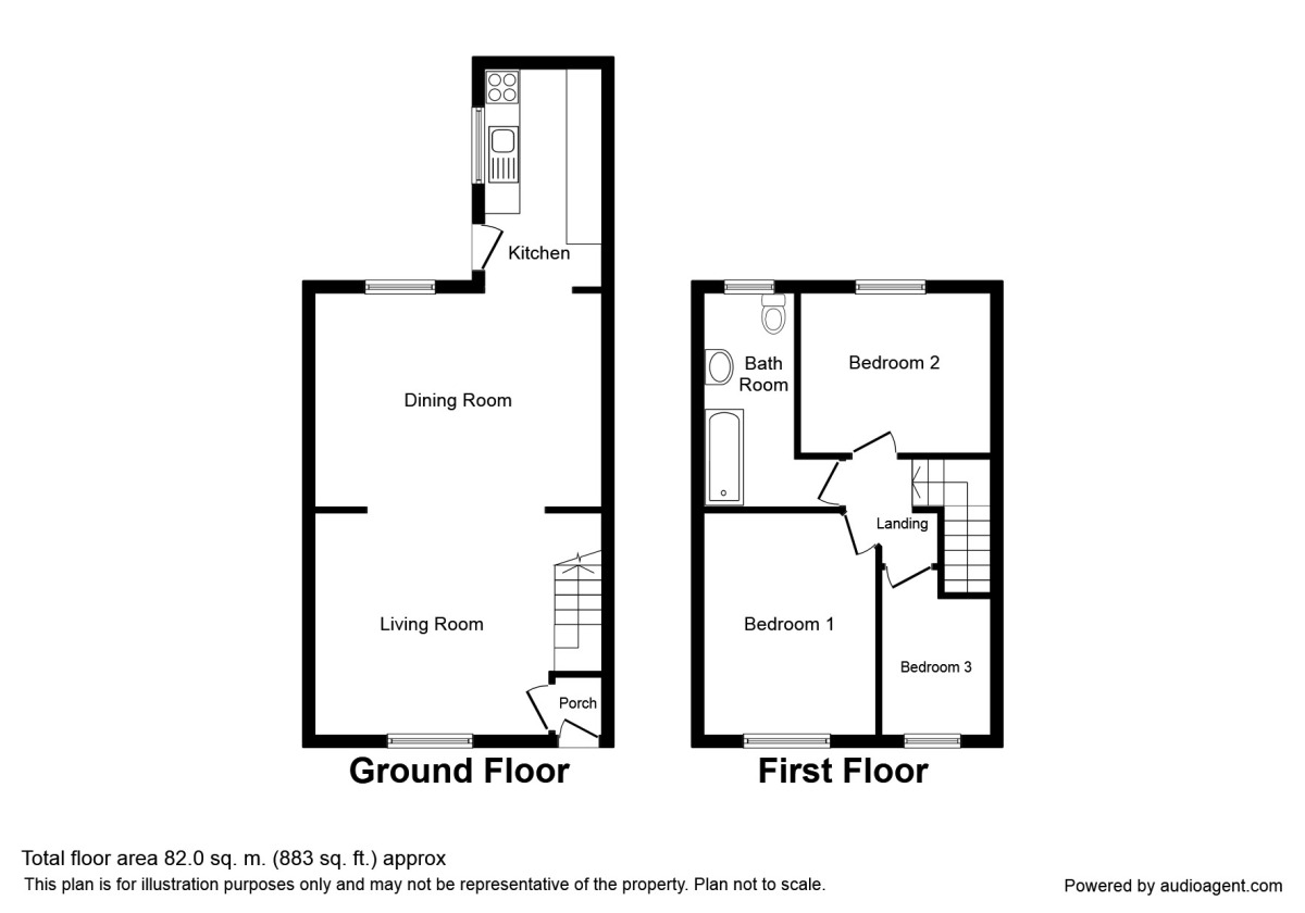 Floorplan of 3 bedroom Mid Terrace House to rent, Greenwood Street, Bamber Bridge, Lancashire, PR5