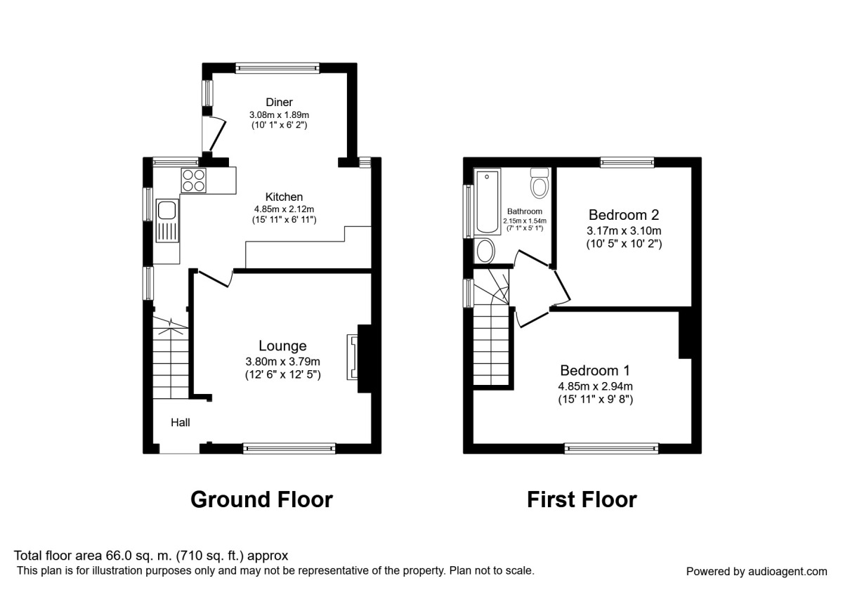 Floorplan of 2 bedroom Semi Detached House to rent, Cinnamon Hill Drive South, Walton-le-Dale, Lancashire, PR5