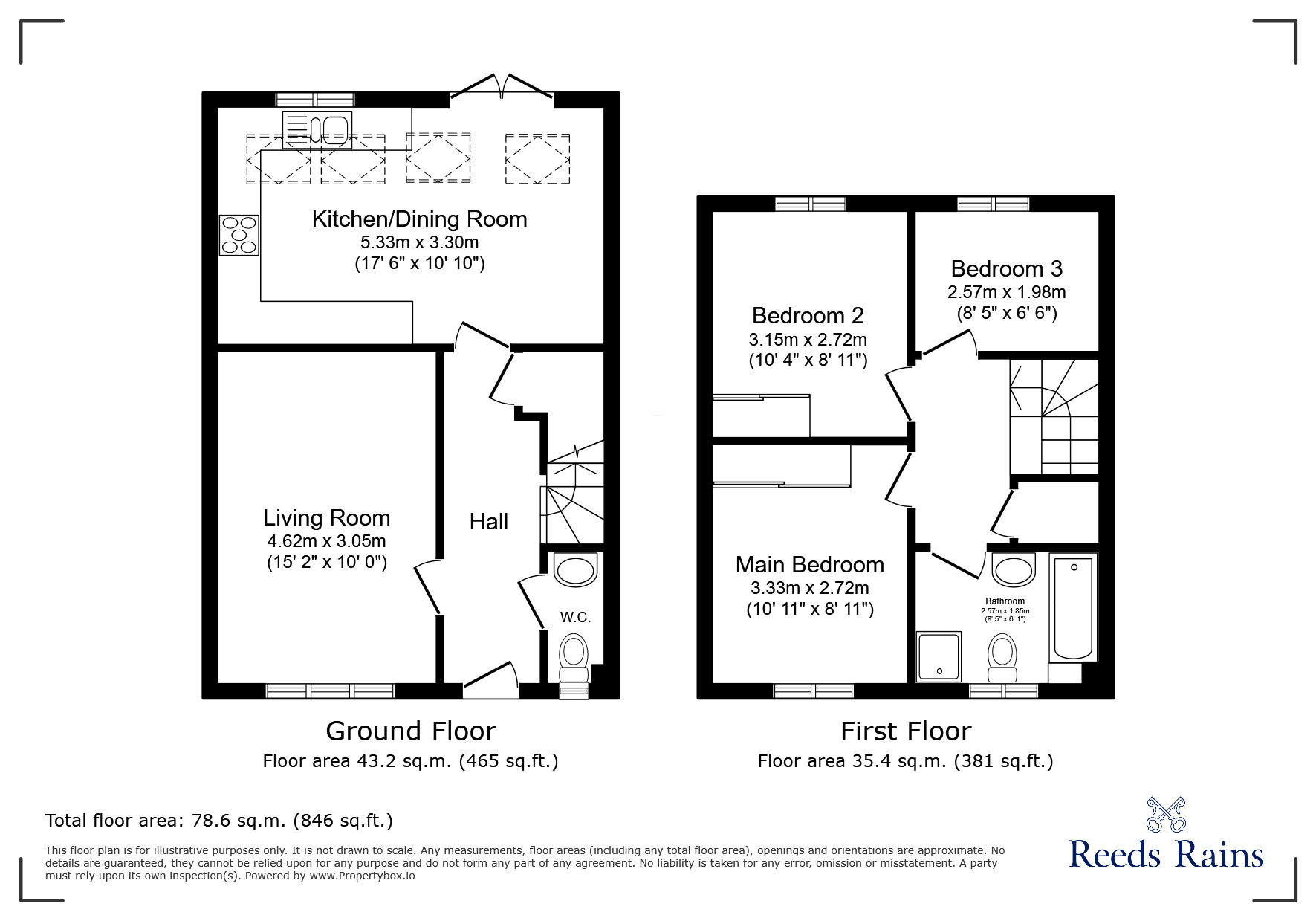 Floorplan of 3 bedroom Semi Detached House for sale, Loom Crescent, Bamber Bridge, Lancashire, PR5