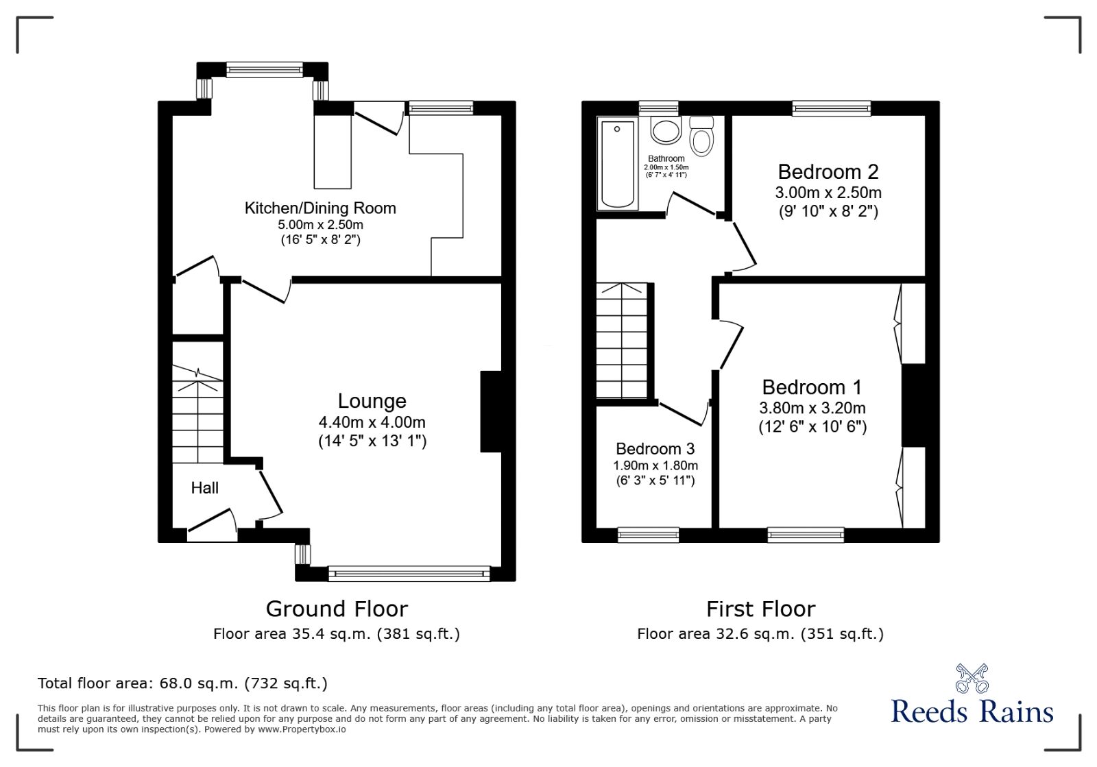 Floorplan of 3 bedroom Mid Terrace House to rent, Nelson Street, Bamber Bridge, Lancashire, PR5