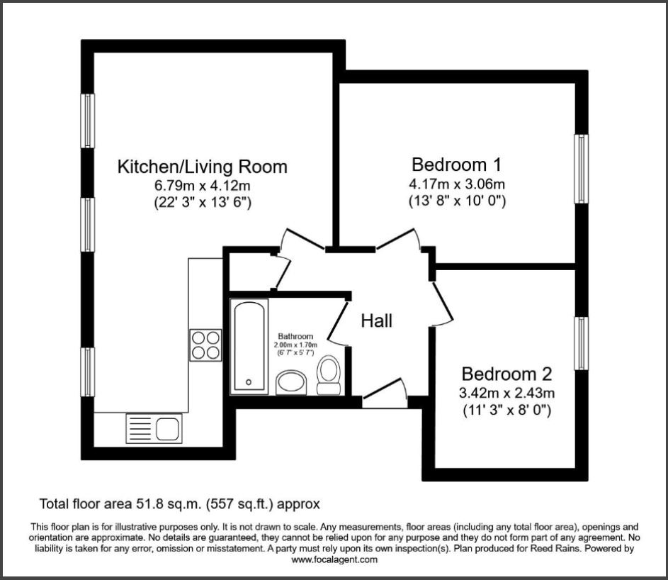 Floorplan of 2 bedroom  Flat for sale, Holland House Road, Walton-le-Dale, Lancashire, PR5