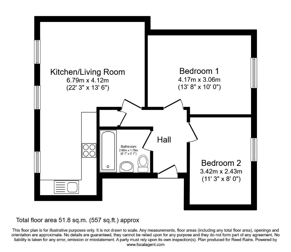Floorplan of 2 bedroom  Flat for sale, Holland House Road, Walton-le-Dale, Lancashire, PR5