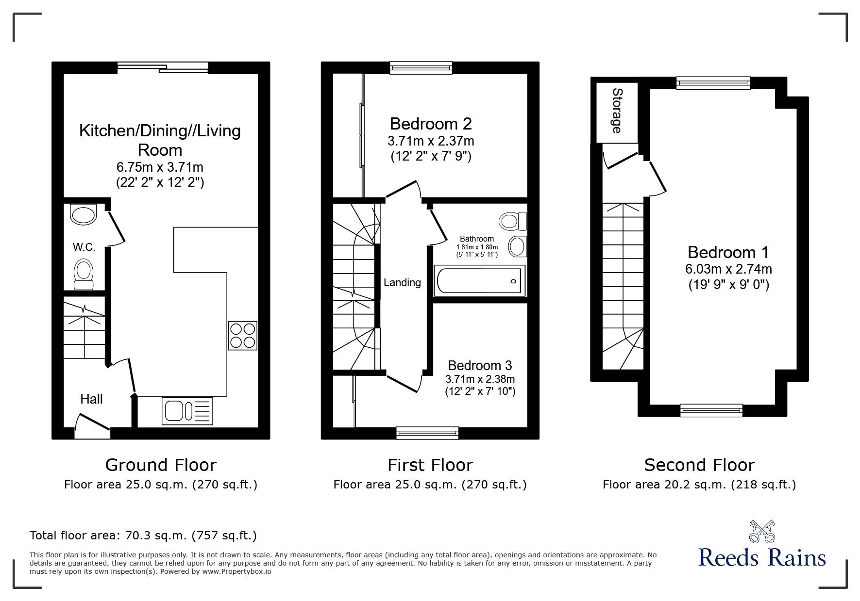 Floorplan of 3 bedroom Mid Terrace House for sale, Monarch Avenue, Bamber Bridge, Lancashire, PR5