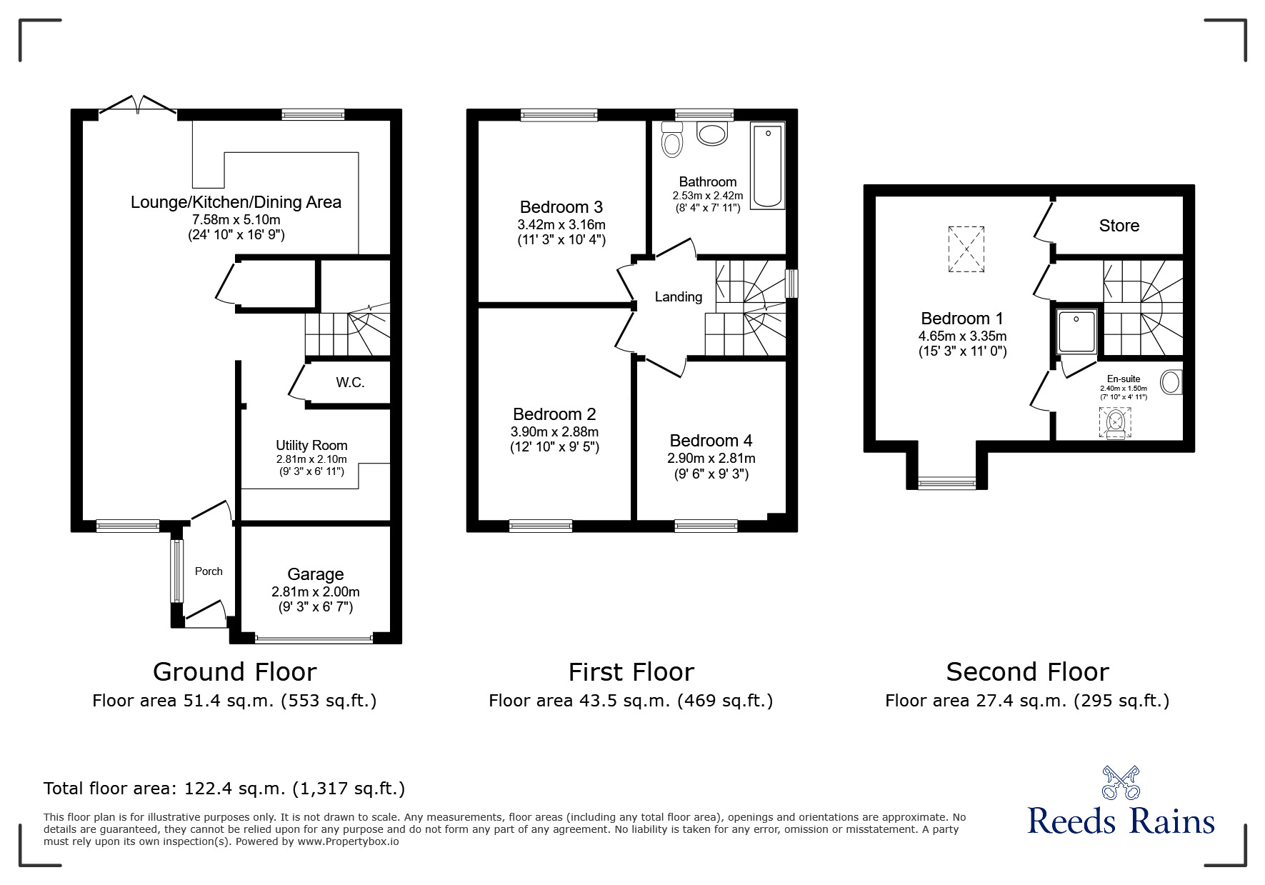 Floorplan of 4 bedroom Detached House for sale, Walnutwood Avenue, Bamber Bridge, Lancashire, PR5