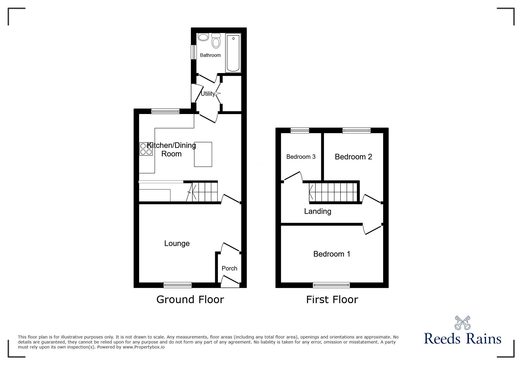 Floorplan of 3 bedroom Mid Terrace House for sale, Oxford Road, Bamber Bridge, Lancashire, PR5