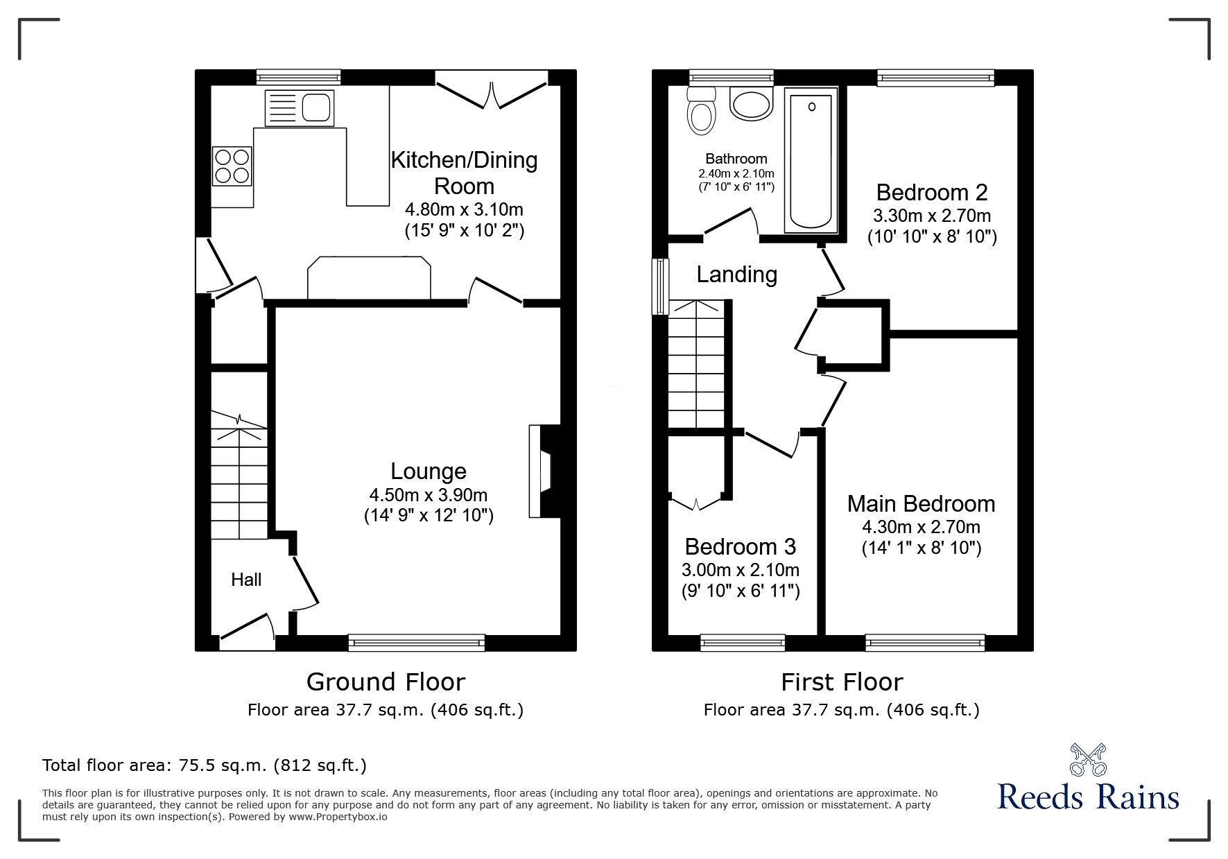 Floorplan of 3 bedroom Semi Detached House for sale, School Field, Bamber Bridge, Lancashire, PR5