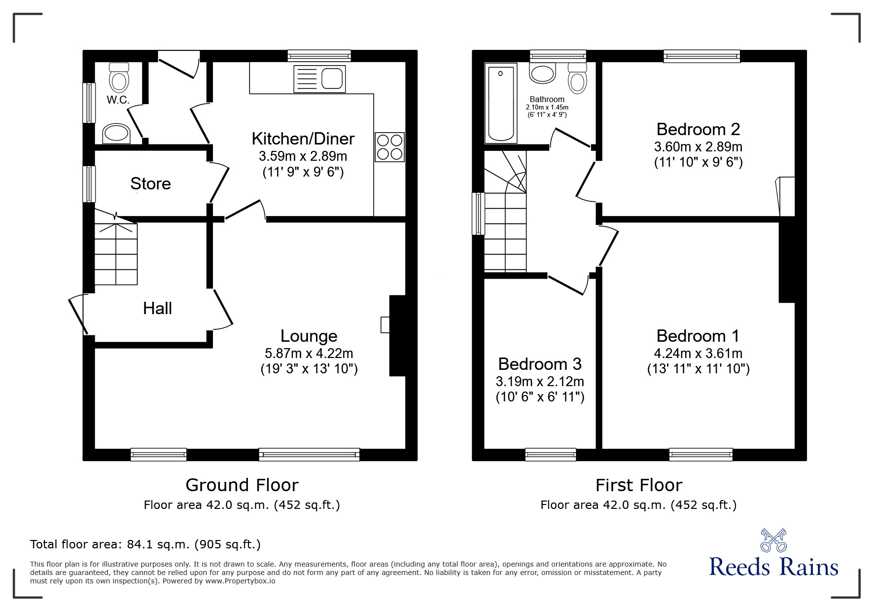Floorplan of 3 bedroom End Terrace House for sale, Brindle Road, Bamber Bridge, Lancashire, PR5