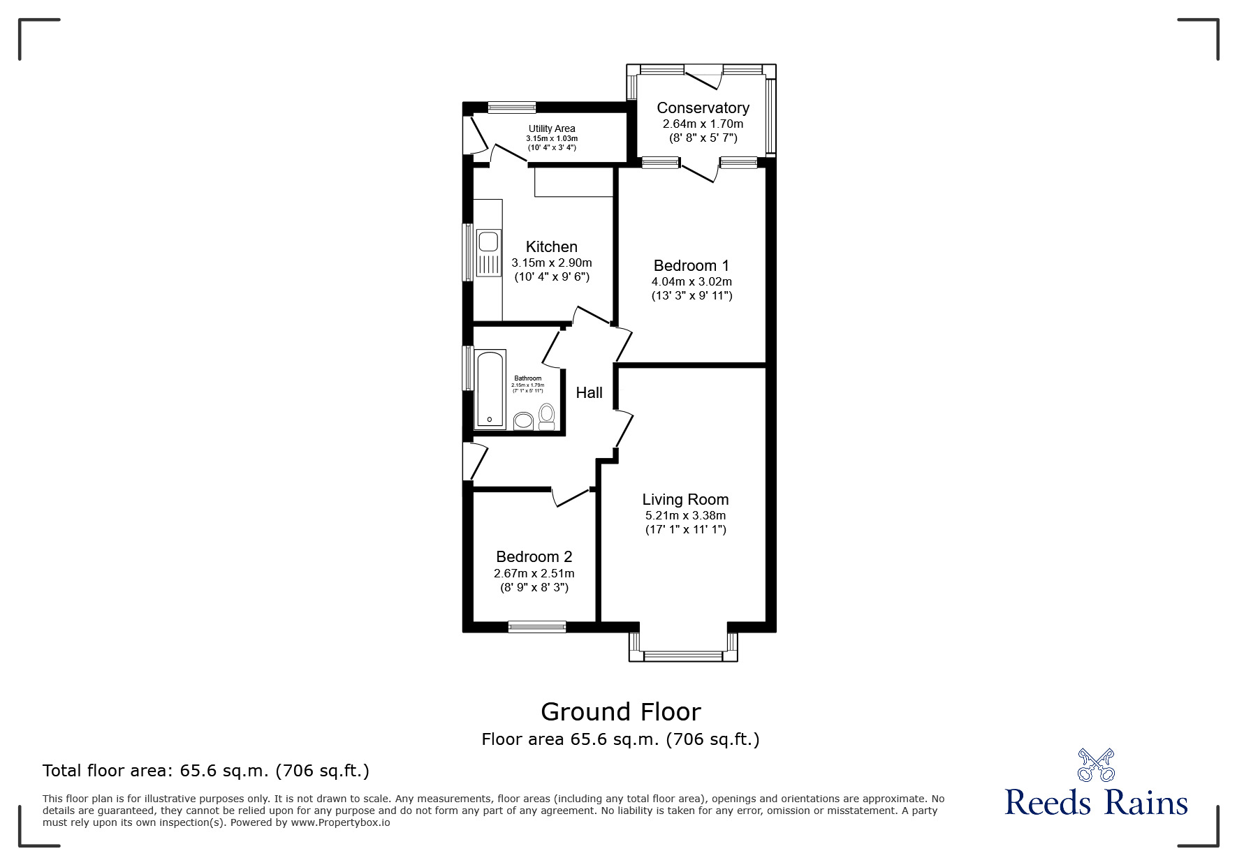 Floorplan of 2 bedroom Semi Detached Bungalow for sale, Kentmere Drive, Blackburn, Lancashire, BB2