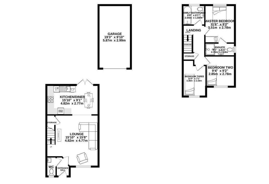 Floorplan of 3 bedroom Semi Detached House for sale, Pear Tree Gardens, Penwortham, Lancashire, PR1