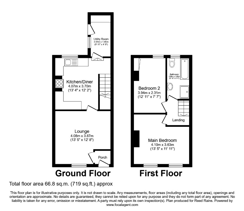 Floorplan of 2 bedroom Mid Terrace House for sale, Co-Operative Street, Bamber Bridge, Lancashire, PR5