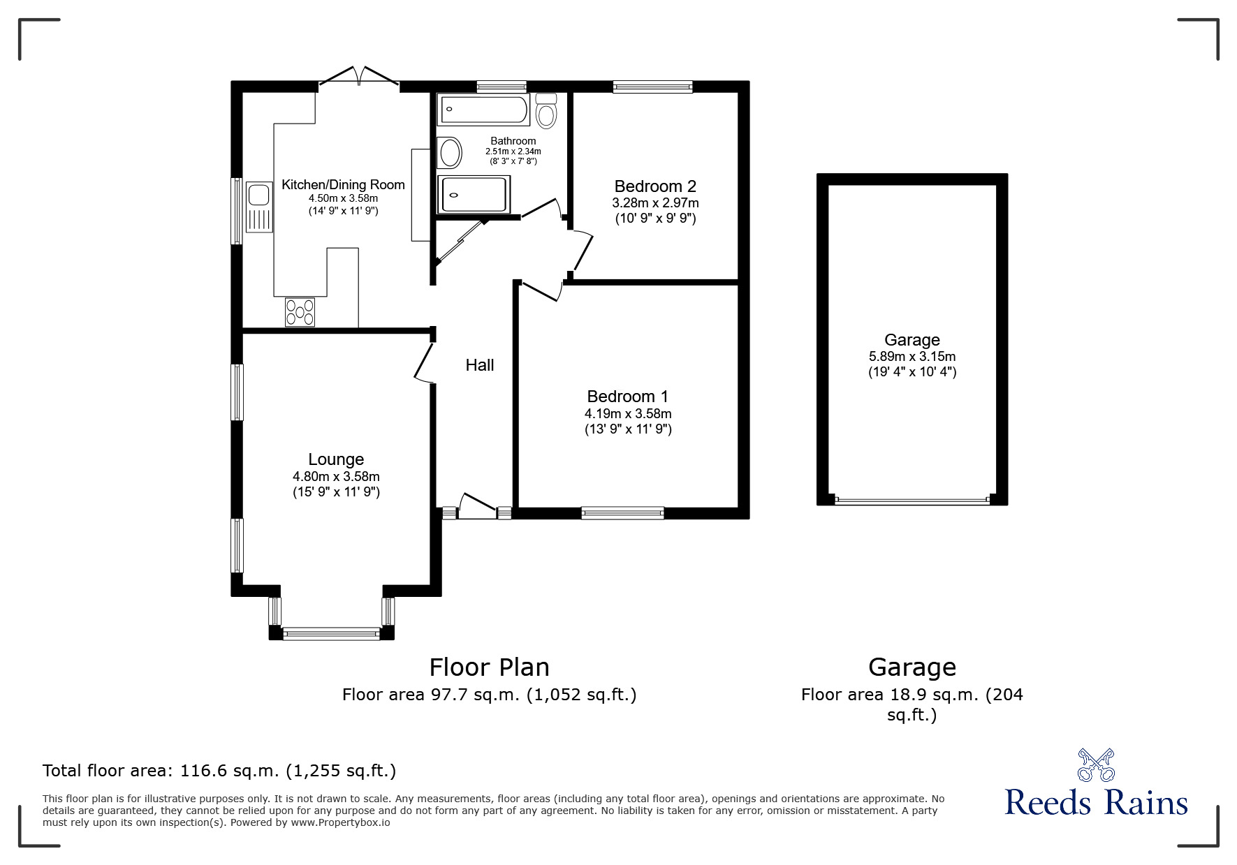 Floorplan of 2 bedroom Detached Bungalow for sale, Gregson Lane, Hoghton, Lancashire, PR5