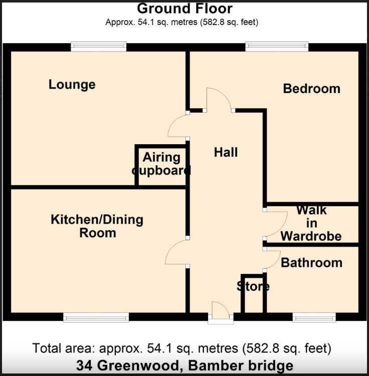 Floorplan of 1 bedroom Flat for sale, Greenwood, Bamber Bridge, Lancashire, PR5