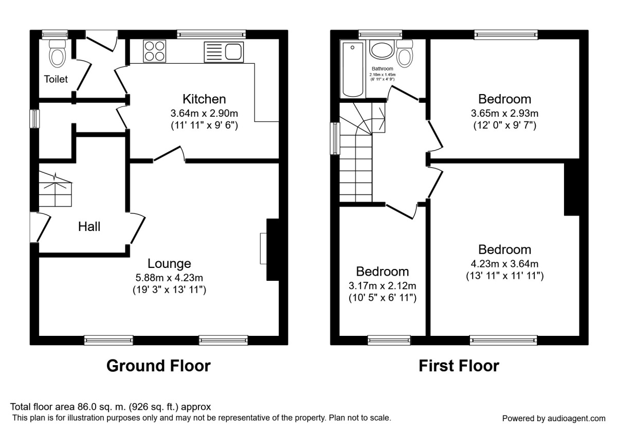 Floorplan of 3 bedroom Semi Detached House for sale, Hennel Lane, Walton-le-Dale, Lancashire, PR5