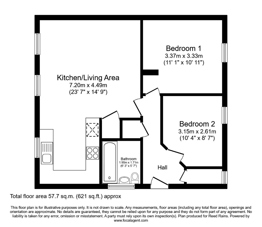 Floorplan of 2 bedroom Flat for sale, Holland House Road, Walton-le-Dale, Lancashire, PR5