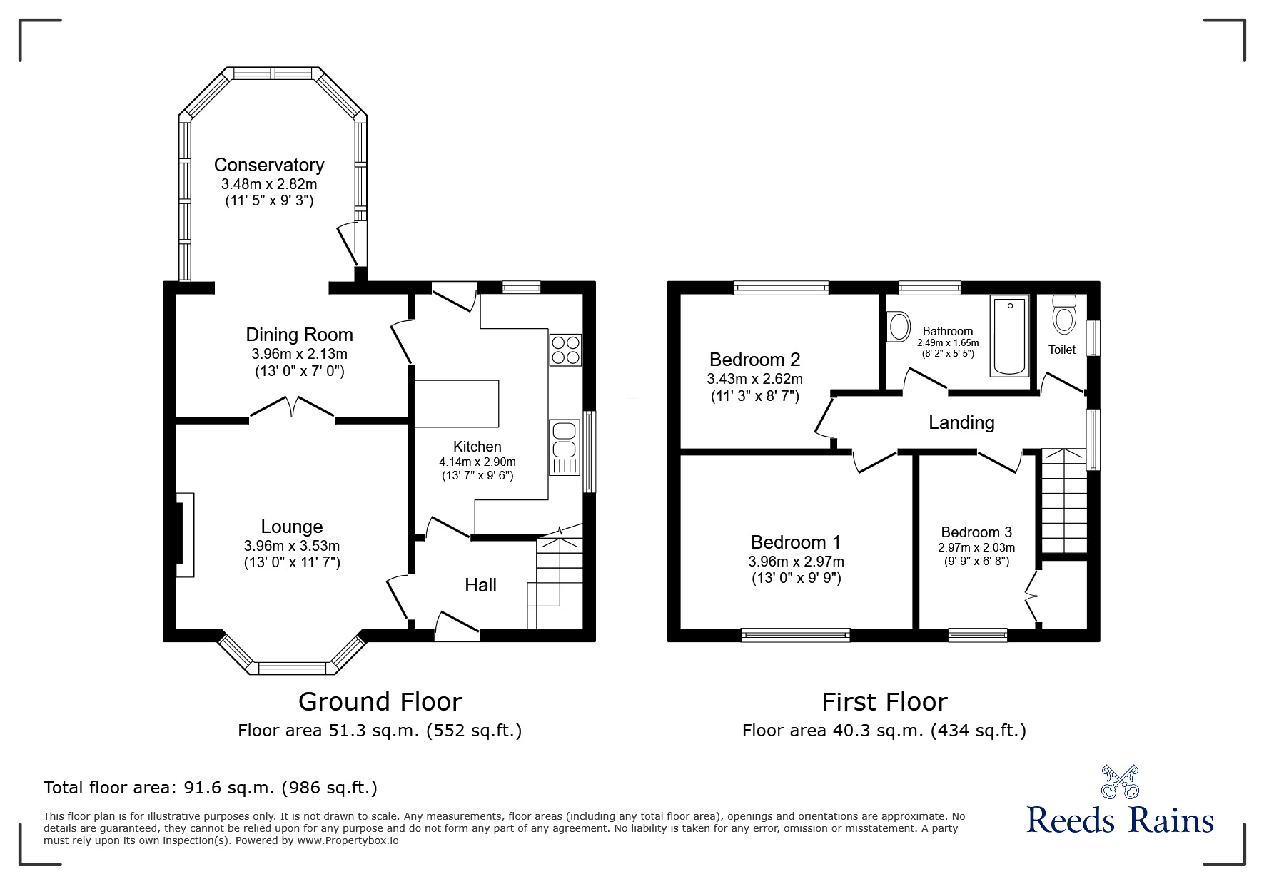 Floorplan of 3 bedroom Mid Terrace House for sale, Larch Grove, Bamber Bridge, Lancashire, PR5