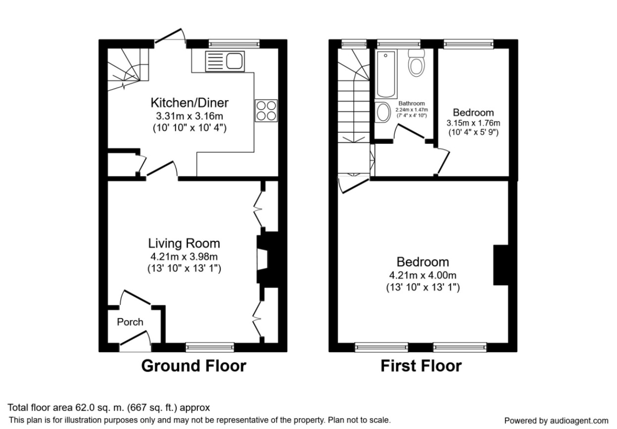 Floorplan of 2 bedroom Mid Terrace House for sale, Brown Street, Bamber Bridge, Lancashire, PR5