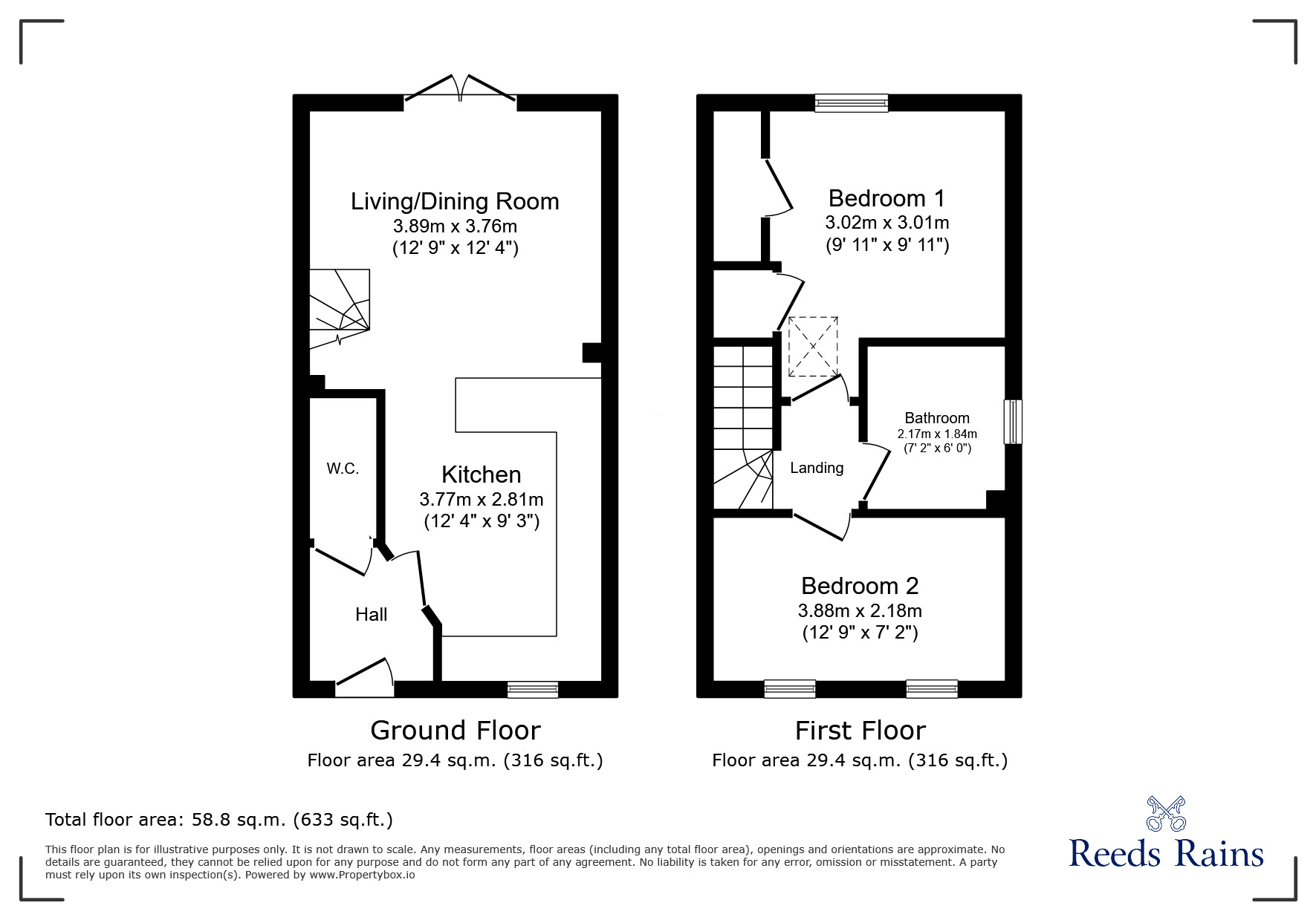 Floorplan of 2 bedroom End Terrace House for sale, Monarch Avenue, Bamber Bridge, Lancashire, PR5
