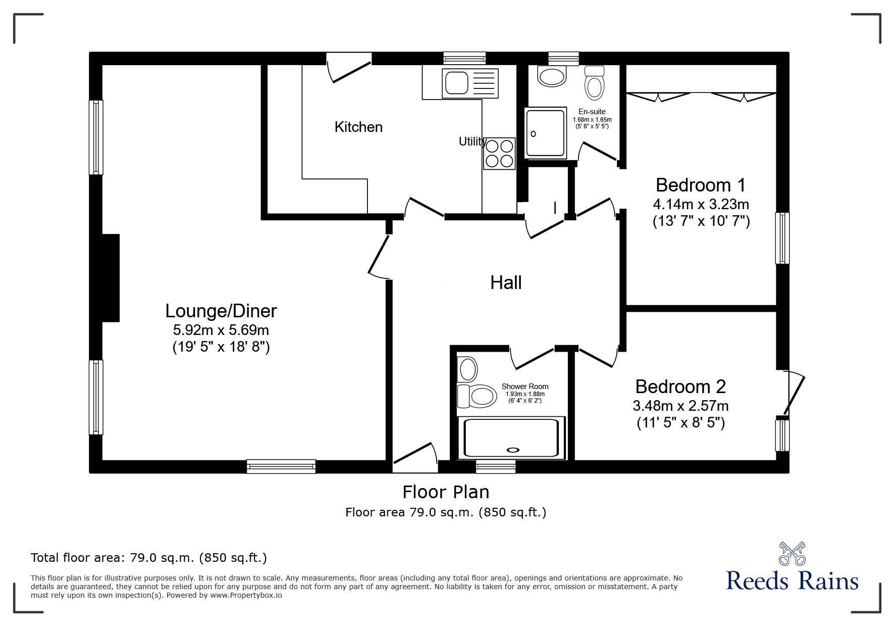 Floorplan of 2 bedroom Detached Bungalow for sale, The Oaks, Walton-le-Dale, Lancashire, PR5