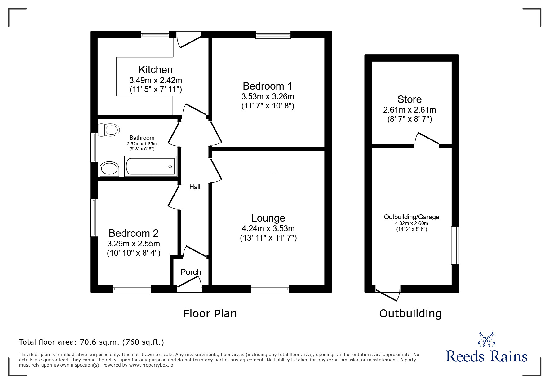 Floorplan of 2 bedroom Semi Detached Bungalow for sale, Ampleforth Drive, Lostock Hall, Lancashire, PR5