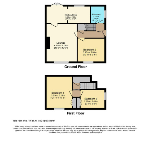 Floorplan of 3 bedroom Semi Detached House for sale, Brindle Road, Bamber Bridge, Lancashire, PR5