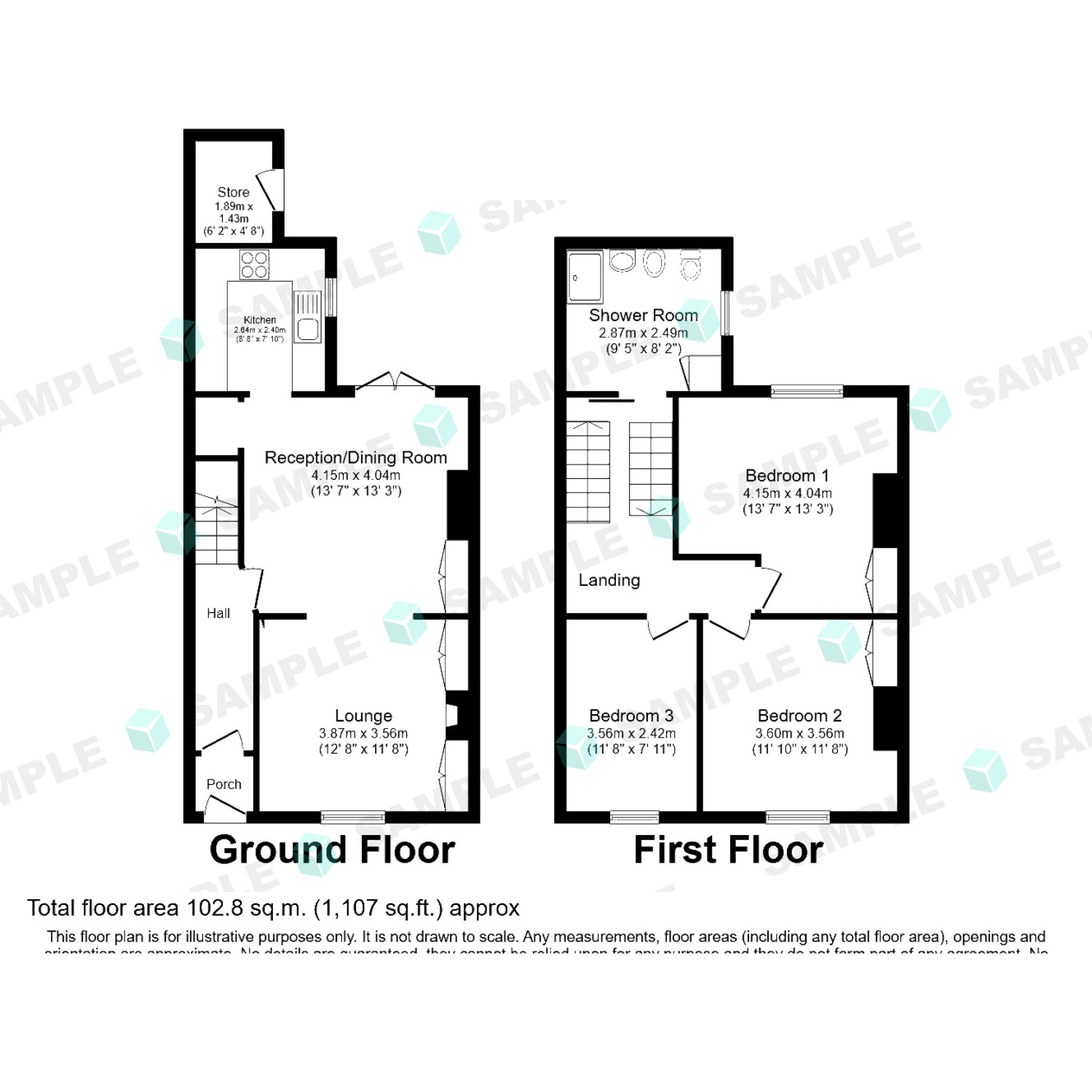 Floorplan of 3 bedroom Mid Terrace House for sale, Station Road, Bamber Bridge, Lancashire, PR5
