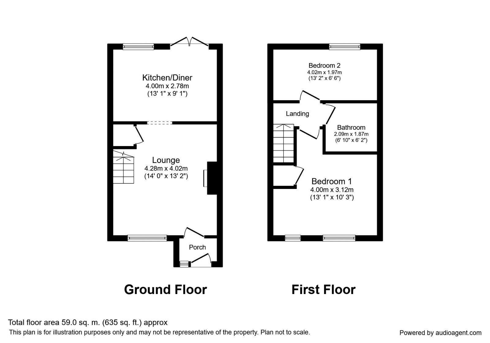 Floorplan of 2 bedroom Mid Terrace House for sale, Skipton Close, Bamber Bridge, Lancashire, PR5