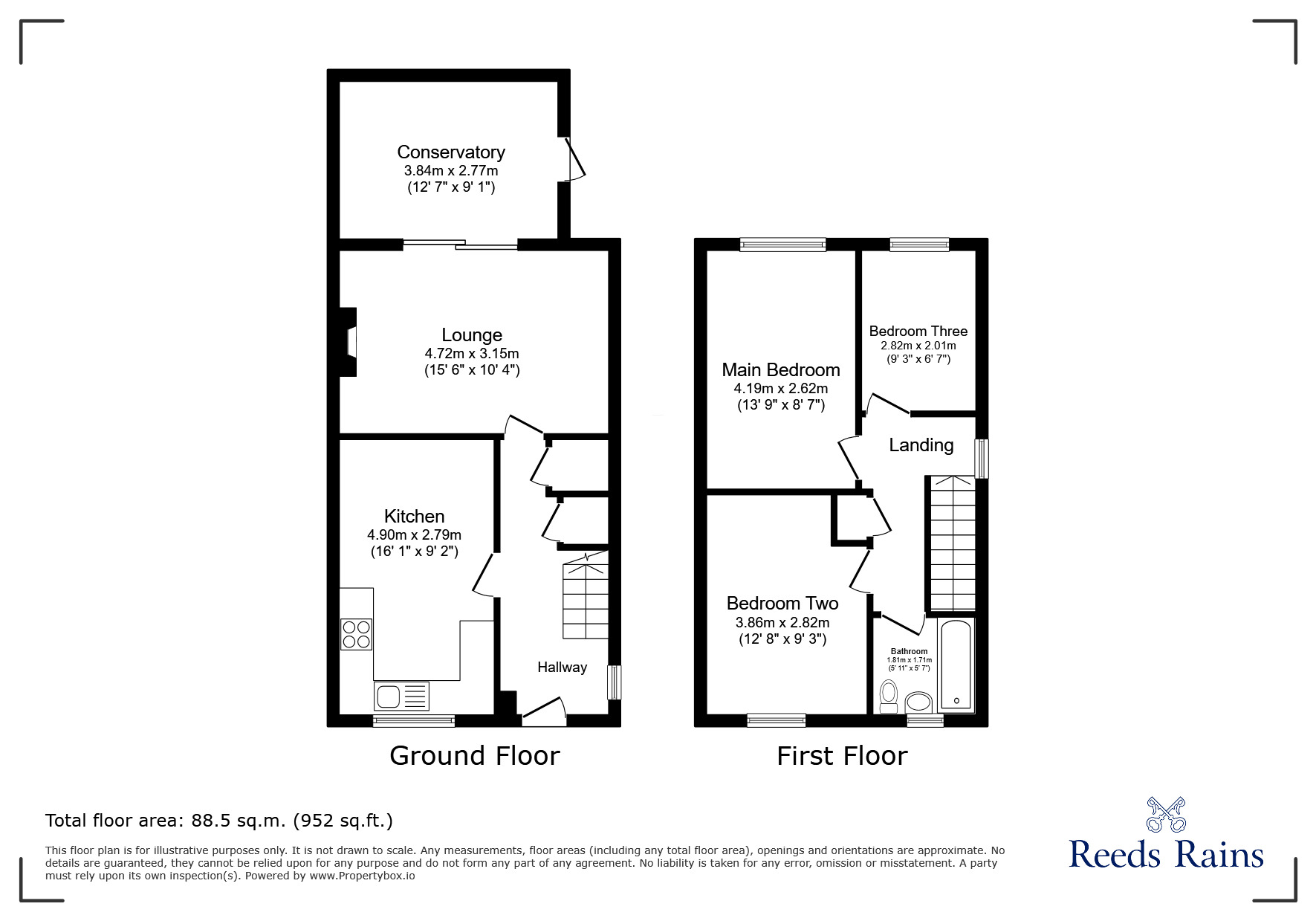 Floorplan of 3 bedroom Semi Detached House for sale, Pleasington Close, Blackburn, Lancashire, BB2