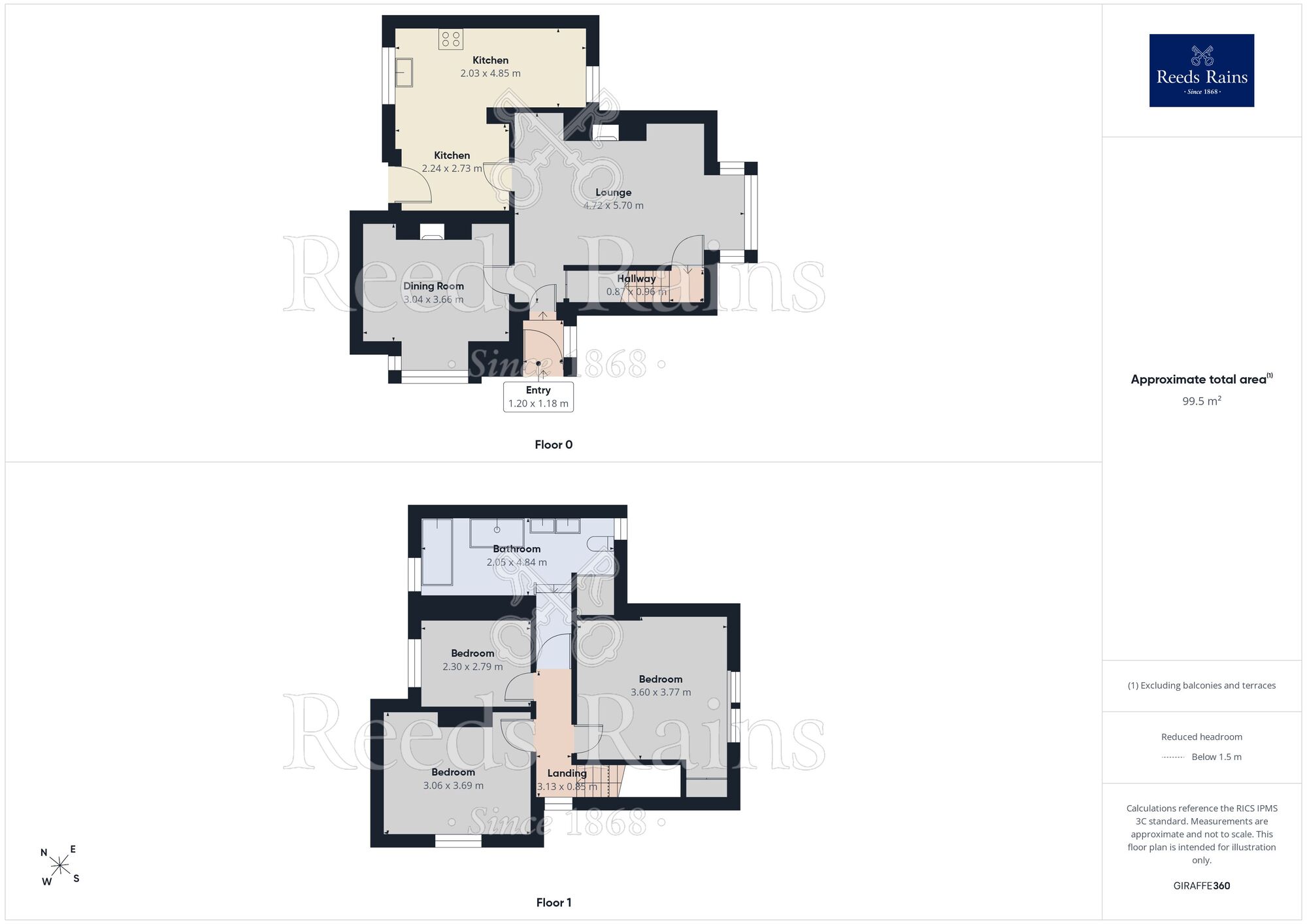 Floorplan of 3 bedroom Detached House for sale, Collins Road, Bamber Bridge, Lancashire, PR5