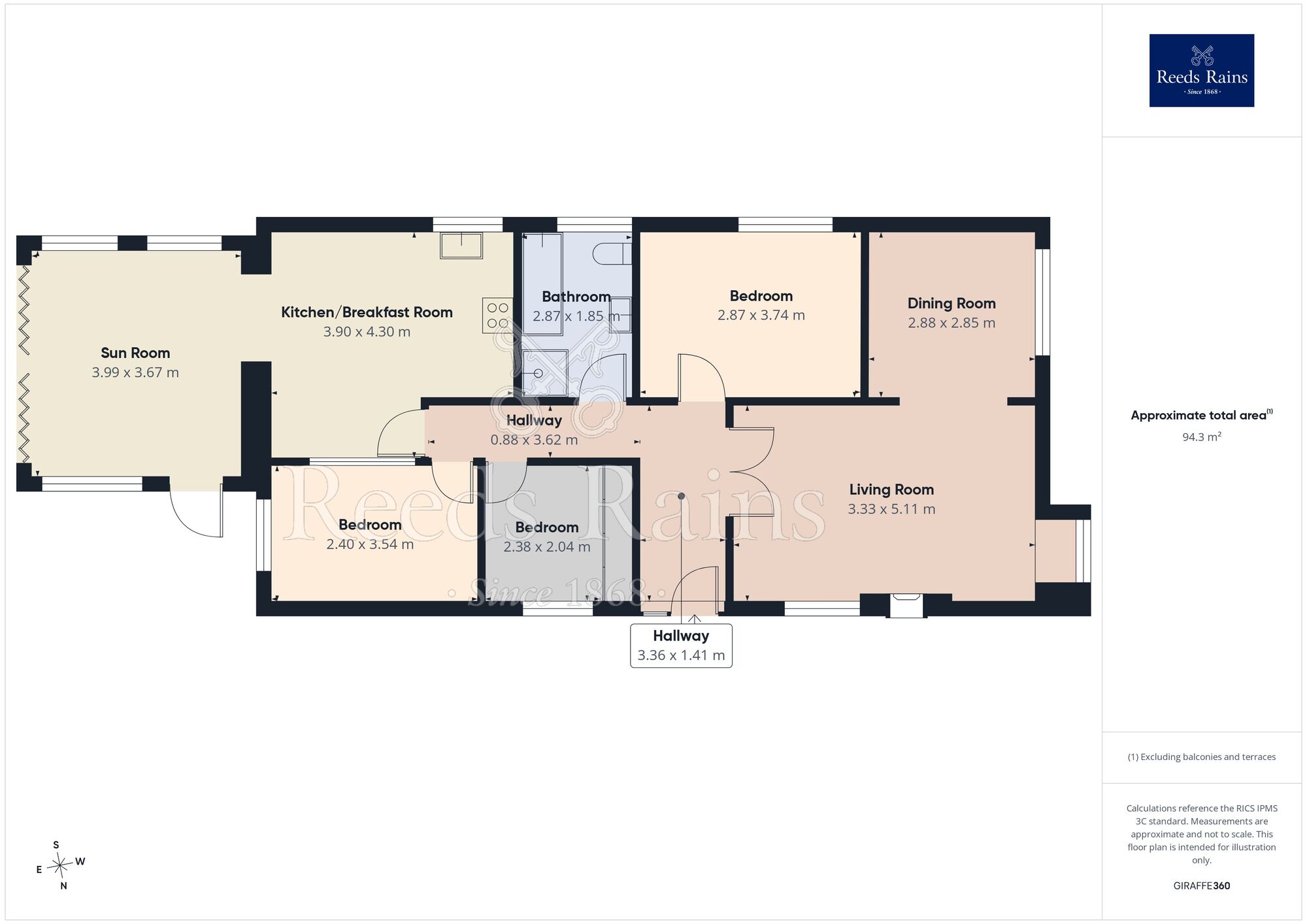 Floorplan of 3 bedroom Detached Bungalow for sale, The Oaks, Walton-le-Dale, Lancashire, PR5