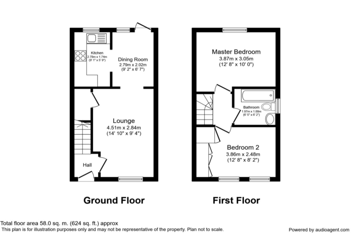 Floorplan of 2 bedroom Semi Detached House to rent, St. Aidans Park, Bamber Bridge, Lancashire, PR5