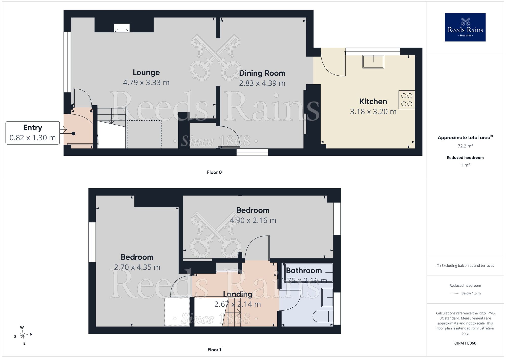 Floorplan of 2 bedroom End Terrace House for sale, Oxford Road, Bamber Bridge, Lancashire, PR5
