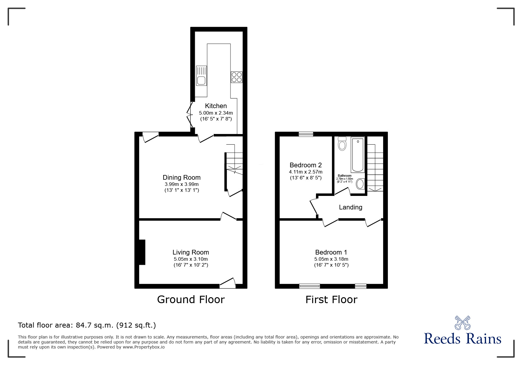 Floorplan of 2 bedroom Mid Terrace House to rent, Victoria Road, Walton-le-Dale, Lancashire, PR5