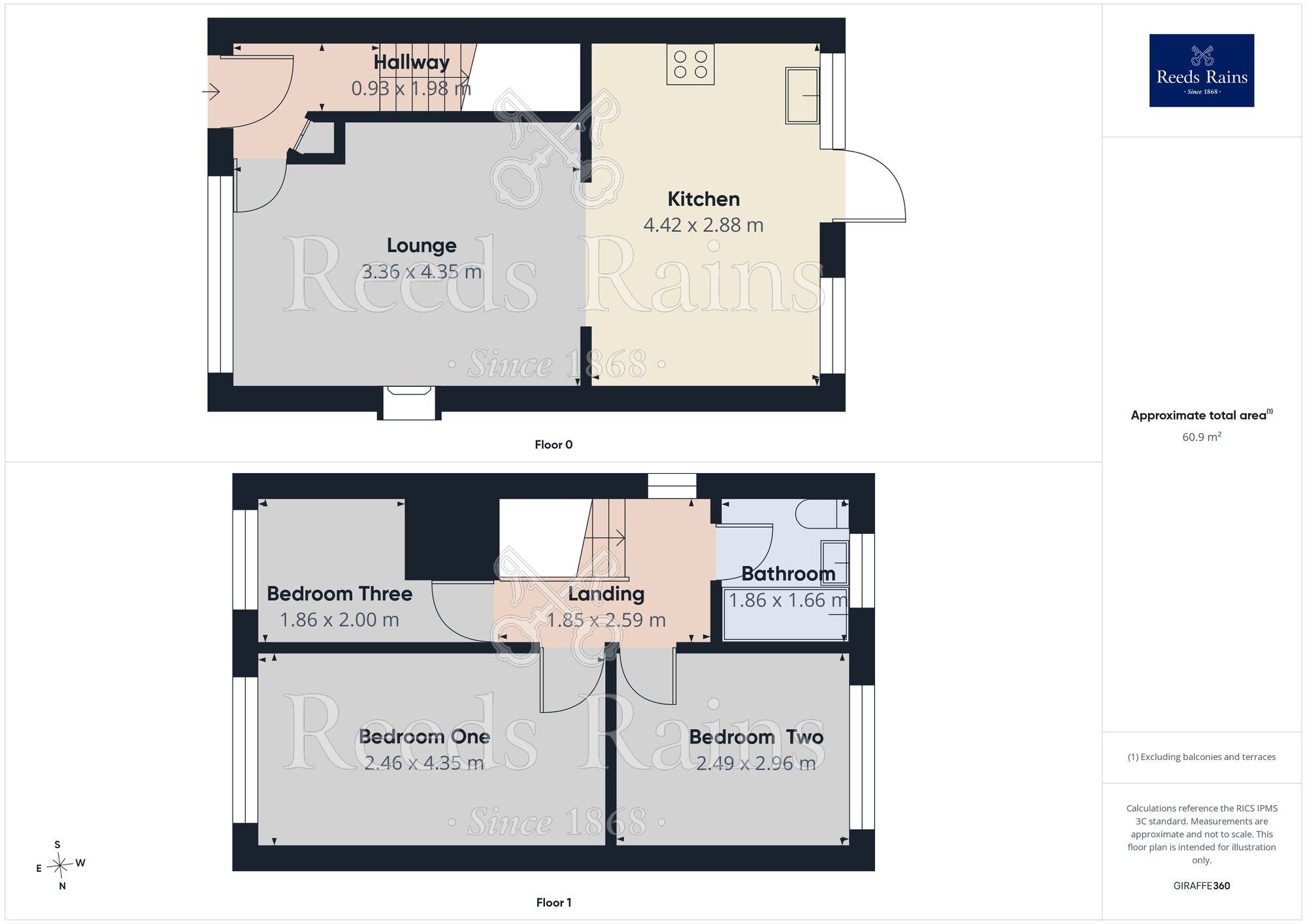 Floorplan of 3 bedroom End Terrace House for sale, West View, Bamber Bridge, Preston, PR5