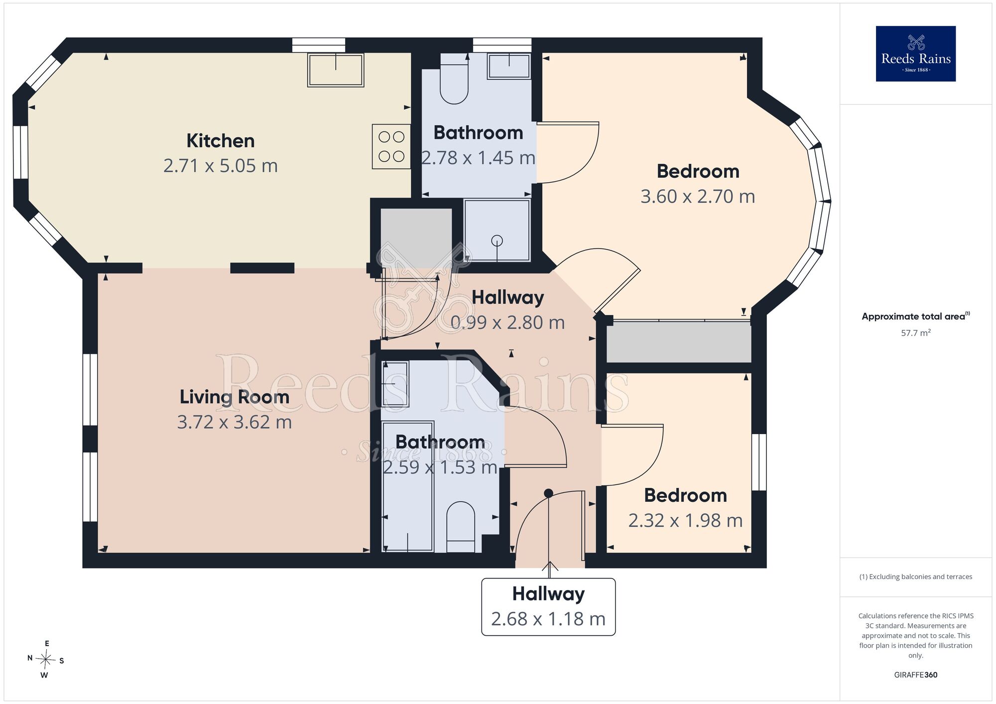 Floorplan of 2 bedroom Flat for sale, Dorchester Avenue, Walton-le-Dale, Lancashire, PR5