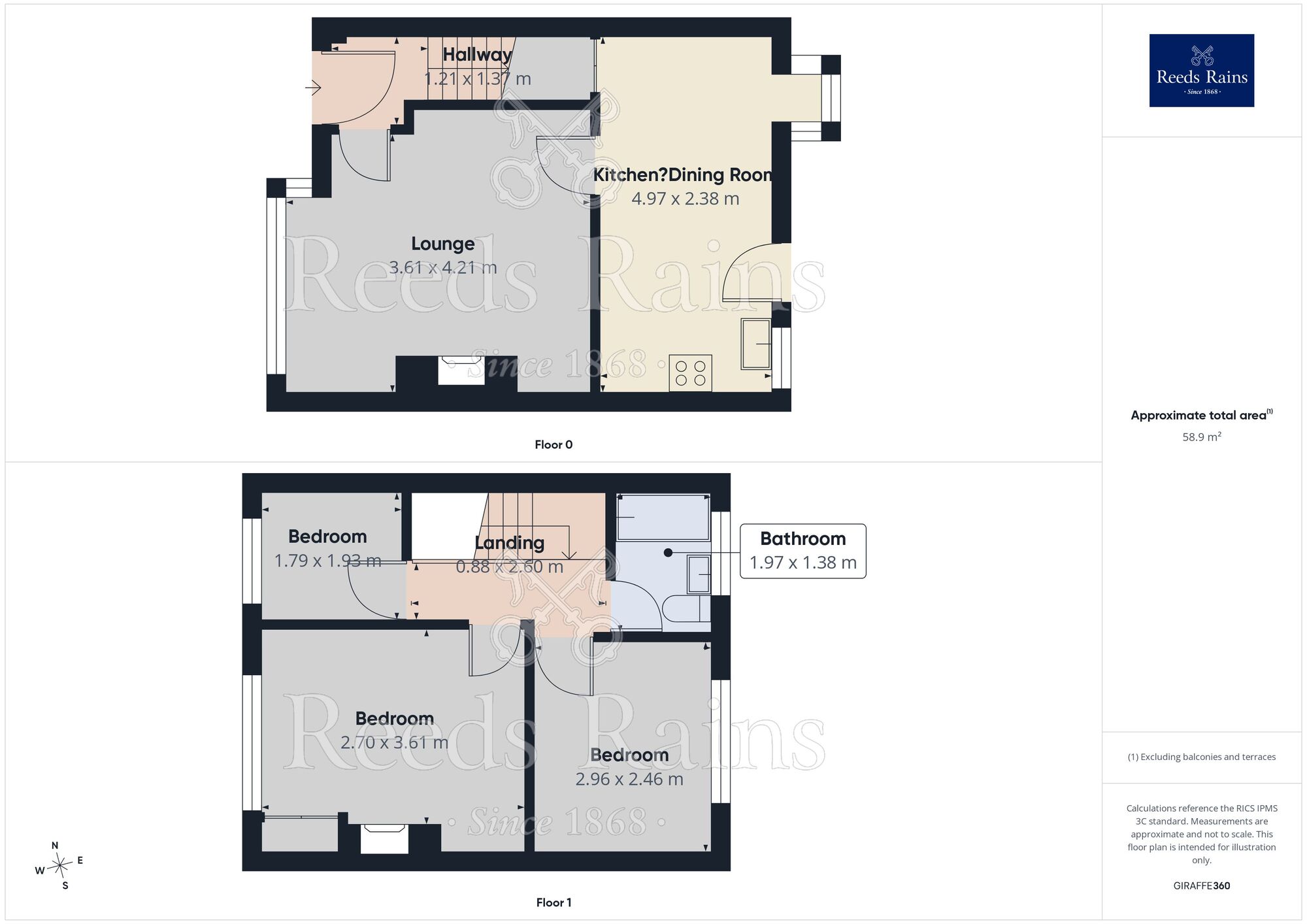 Floorplan of 3 bedroom Mid Terrace House for sale, Nelson Street, Bamber Bridge, Lancashire, PR5