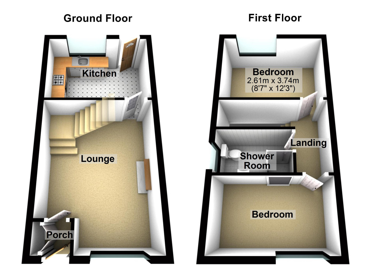 Floorplan of 2 bedroom Semi Detached House to rent, Holbein Close, Bedworth, Warwickshire, CV12